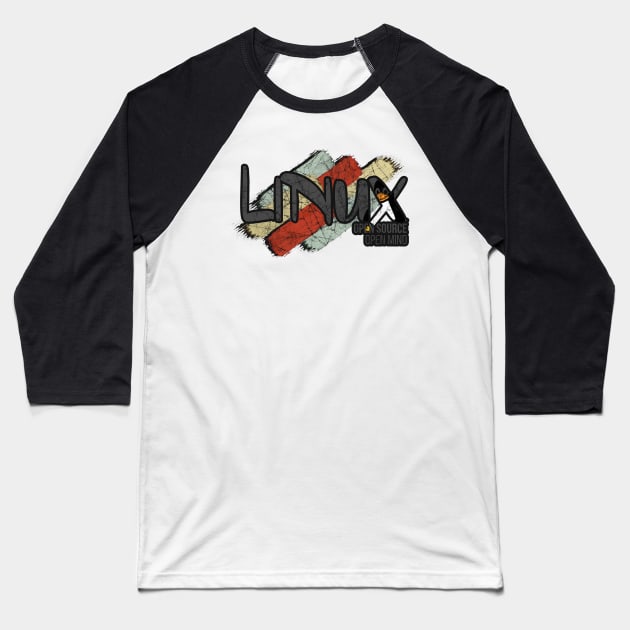 Linux Open Source Open Mind Baseball T-Shirt by guicsilva@gmail.com